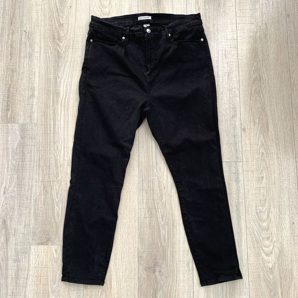 Good American Good Legs Crop Stretch Skinny Denim Jeans Black Size 18